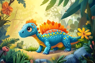 illustration, dinosaur, animal, education for kids knowledge, cute, cartoon, colorful, Background, Design, funny, fun, color, prehistoric, pattern, happy, kids, character, wild, children, textile, sea