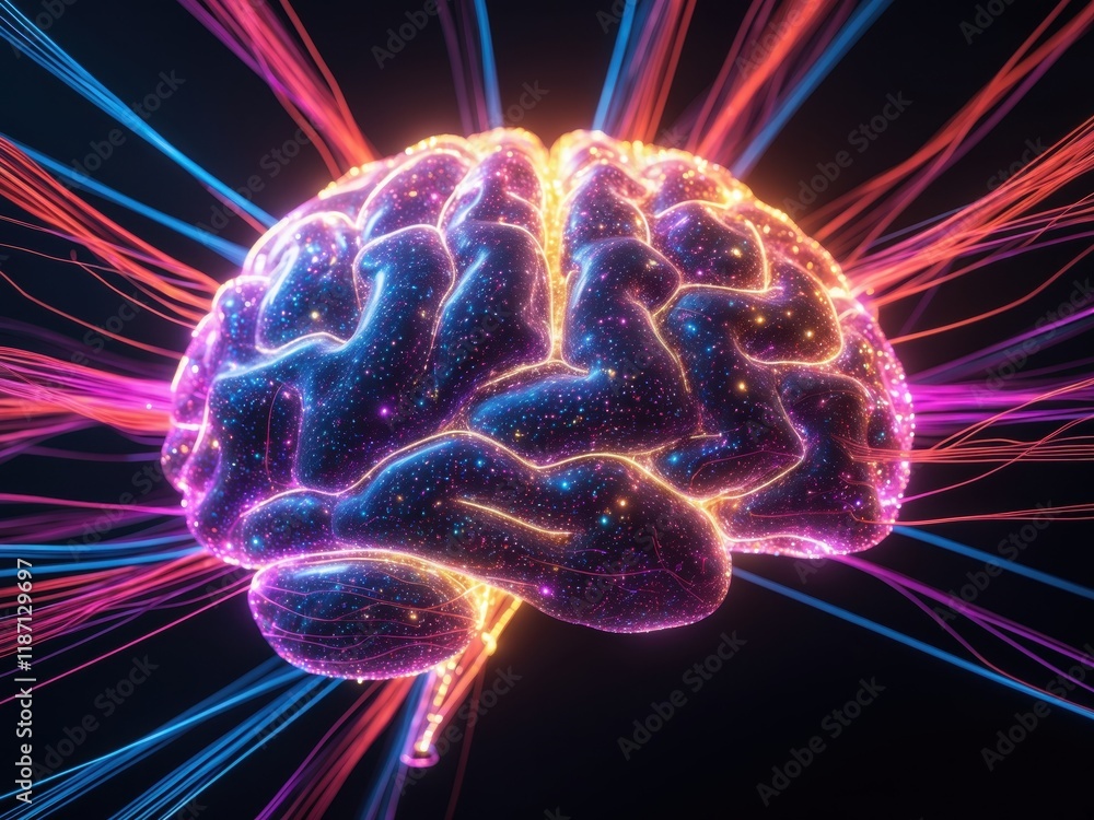 Aufkleber illustration showcasing the power of artificial intelligence and neural networks depicting a vibrant