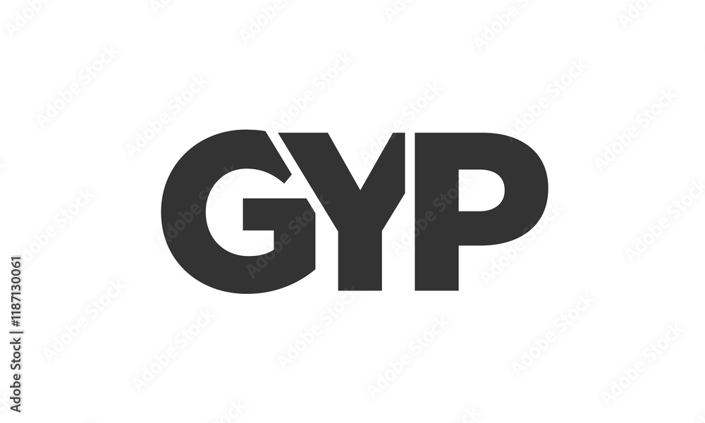 Poster gyp logo design template with strong and modern bold text. initial based vector logotype featuring s