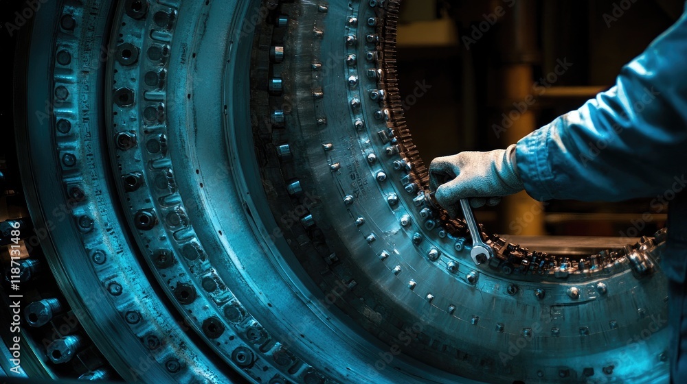 Aufkleber industrial mechanic working on large machine component