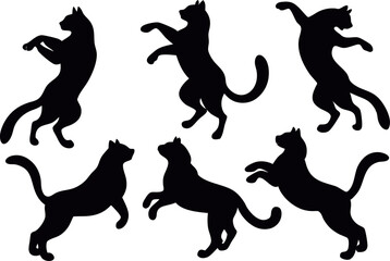 set of cats silhouettes