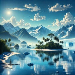 beautiful and lovely island illustration