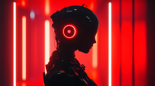 A futuristic digital silhouette of artificial intelligence technologie - Powered by Adobe