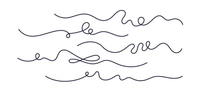 Long wavy thread Curls abstract scribble Art lines