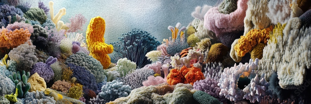 Leinwandbilder diverse forms and vibrant textures of bacteria create a stunning abstract landscape in a colorful en