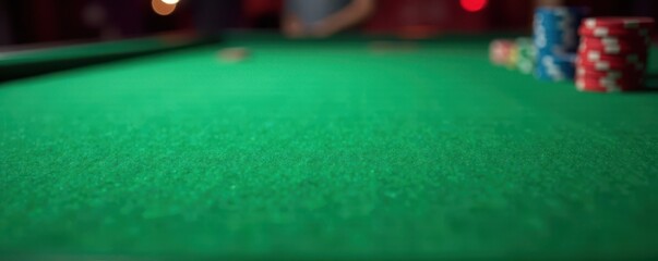 Deep green felt poker table, close-up texture, win, chance