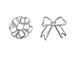 Hand draw ribbons cute doodle Outline Simple vector illustration.