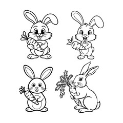 set of funny cartoon rabbits banny