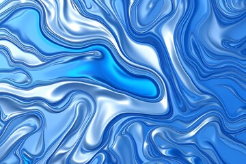 Obraz premium Abstract blue and silver fluid design with swirling patterns.