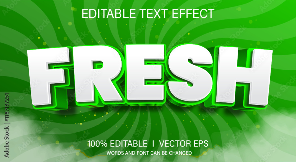 Poster fresh 3d vector text effect with modern style design