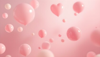 Globos rosados flotando en estudio minimalista
