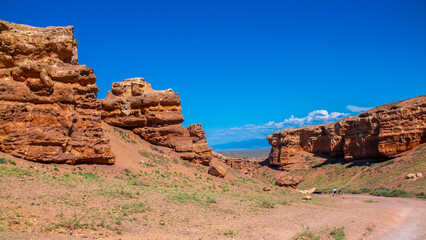 Charyn Canyon, Valley of Castles. The excellence of Kazakhstan. Panorama of natural unusual...
