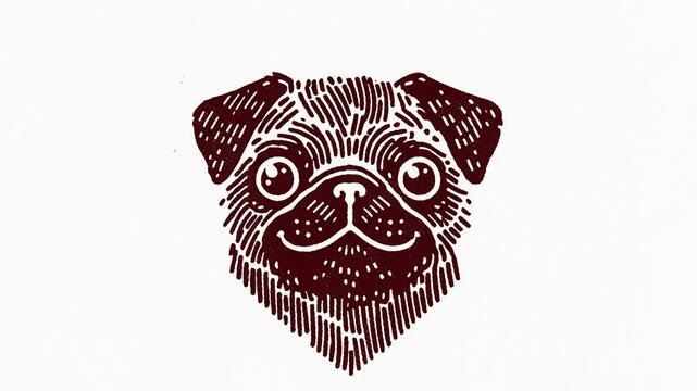 Pug Portrait with a Red Heart, Cute Valentine's Day Crayon Style Animation Footage