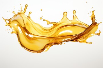 Golden liquid splash creating captivating shapes against a light background