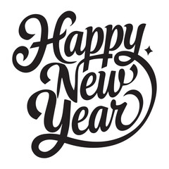 Happy New Year Typography Design For New Year Vector Illustration clean art