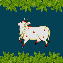 Sacred Pichwai Cow Artwork with Ornamental Design
Pichwai 