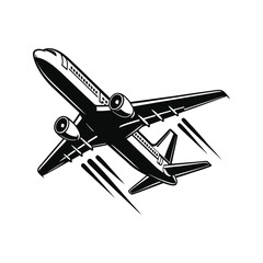  Vector Silhouette Plane black and white illustration