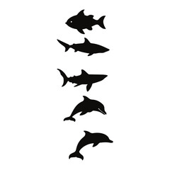 Fototapeta premium illustration of a silhouette of a shark,silhouette vector 