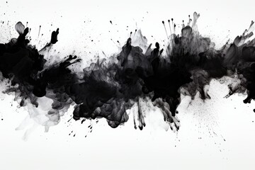 Obraz premium Abstract black and white ink splatters create dynamic movement and visual interest across a minimalist background