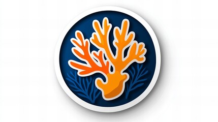 Obraz premium Vibrant orange coral reef illustration against a deep blue background. A striking piece of digital art.