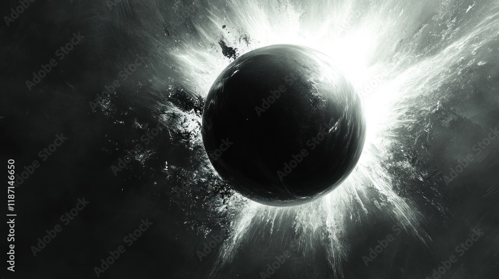 Canvas Prints celestial sphere explosion: a dramatic cosmic event captured in monochrome