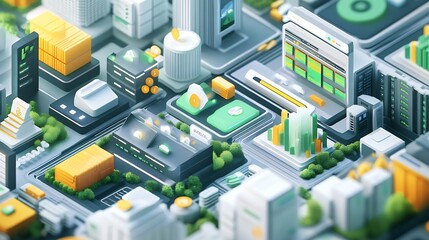 Obraz premium Vibrant rendering of crowdfunding platform showcasing project pitches investor dashboards scalability solutions