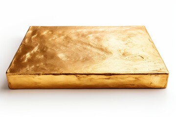 Golden rectangular bar resting on a simple background showcasing its shiny surface and smooth edges