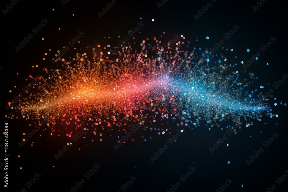 Aufkleber Abstract background with flowing particles creating a dynamic and colorful wave effect
