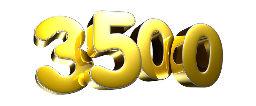 Golden number 3500 3D illustration