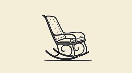 Rocking Chair Icon with Curved Legs and Armrests