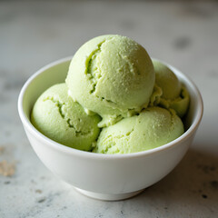 Match green tea ice cream in a bowl