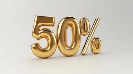 Shiny gold 50% off discount sign. (1)