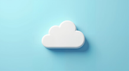 White Cloud on Blue Background. A simple, minimalist image of a white cloud icon.