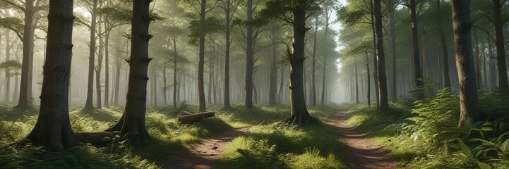 Obraz premium Dense forest and woodland along the Rerik coast, forest floor, dense canopy