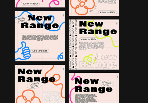 Multicolored Doodle Themed Social Media Set