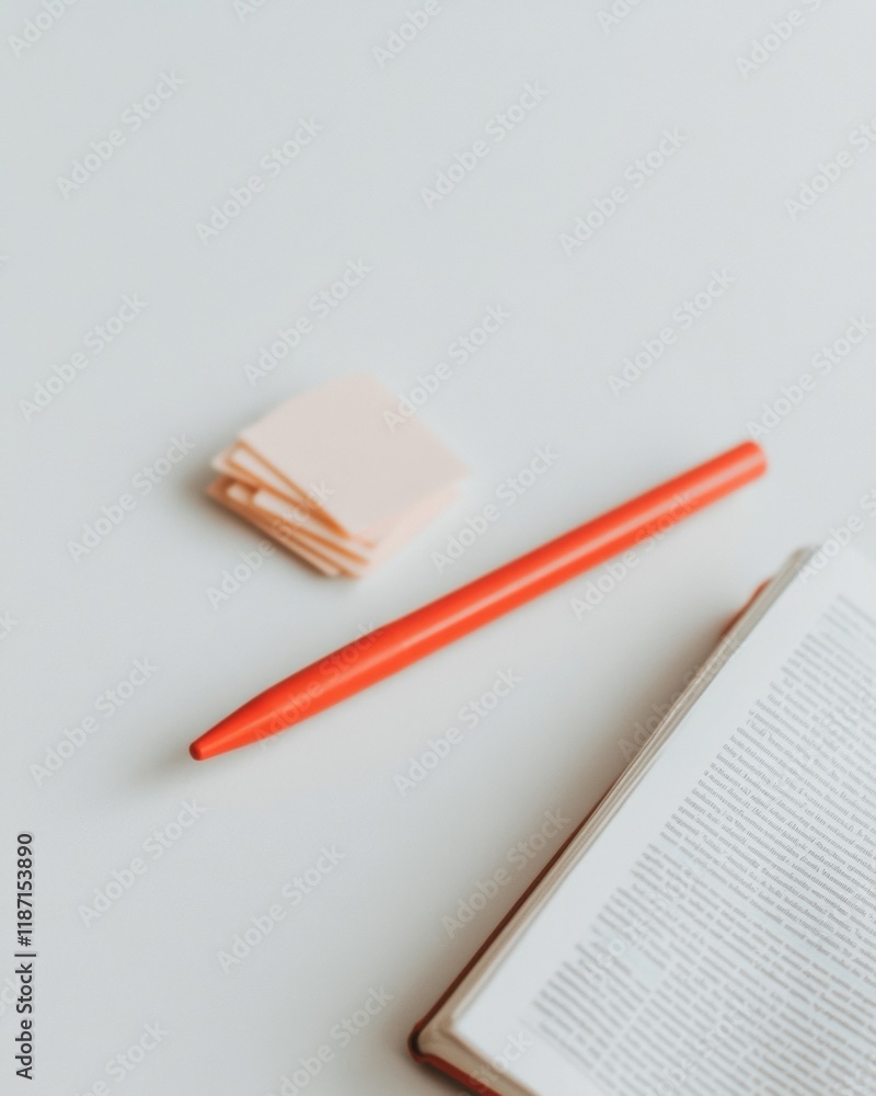 Poster language tools for grammar precision and language proficiency open book, pen, and notes on white bac