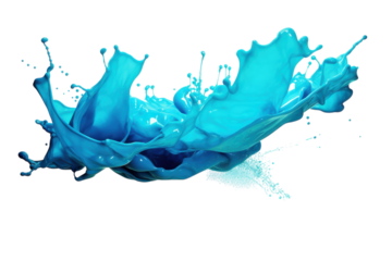 Vibrant splash of blue liquid creates an eye-catching abstract form against a white background