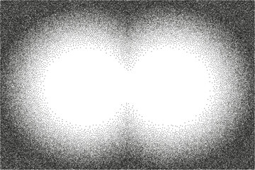 View throw binoculars with soft blurry edges pixelated bitmap gradient texture. Retro pixel art frame, black dither pattern, 8 bit, video game style. Vector illustration