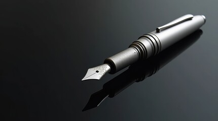 Sleek Fountain Pen Icon with Shiny Nib