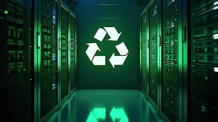 Data Center with Recycle Symbol - Powered by Adobe