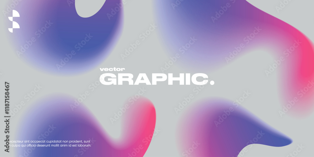 Poster geometric background with gradient shapes and blur effect.
