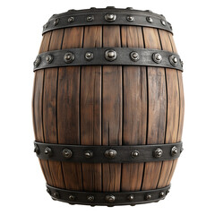 Fototapeta premium Wooden Barrel Isolated on White and Transparent Background
