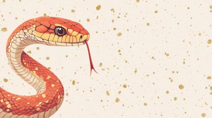 Obraz premium Elegant Red Snake: A Detailed Botanical Illustration