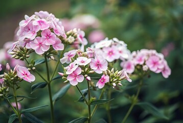 Blooming Pink Phlox Flowers in Garden Summer Nature
