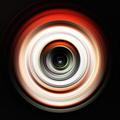 Colorful radial motion effect. Abstract rounded background. Color curves and sphere.