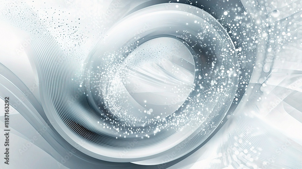 Poster modern gray abstract design with flowing white particles and lines