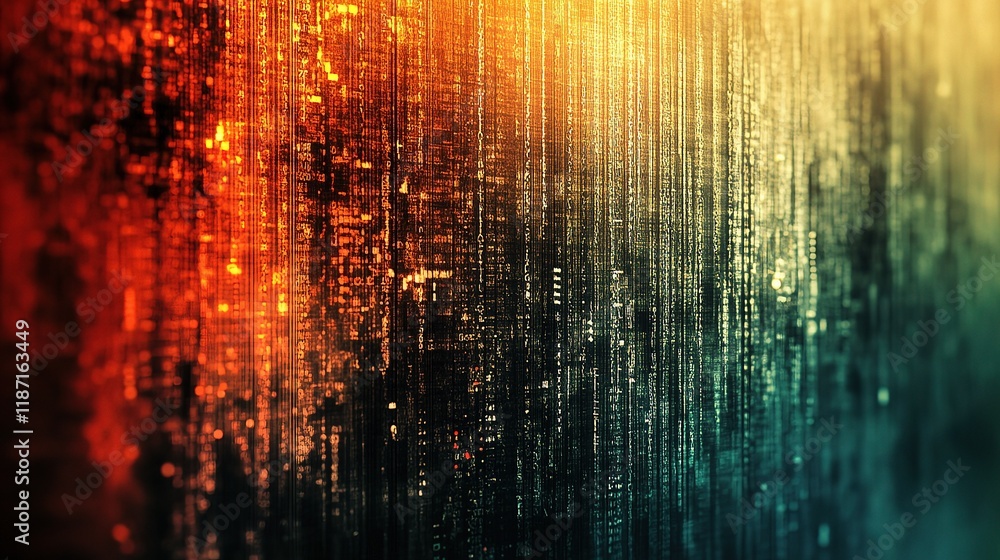 Poster abstract technology code overlay with vibrant color lines