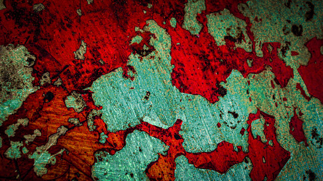 abstract metal grunge faux map look texture contrast peeling outlined bold red contrast creative fake globe new world background