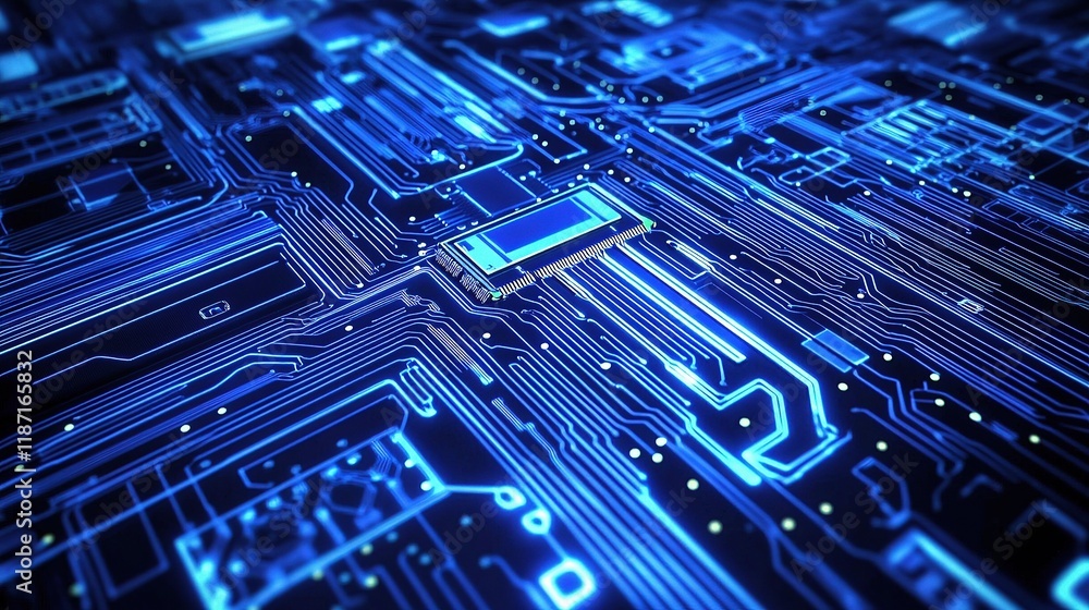Aufkleber blue circuit lines design for technology and engineering applications