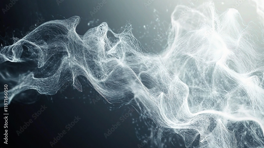 Poster dynamic abstract flow of gray and white particles in motion